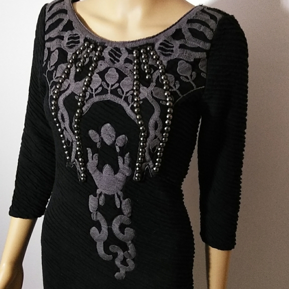 Free People Black Embroidered Studded Dress New with tags! Make offers now - Picture 3 of 7